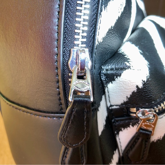 Coach mini Charlie zebra print canvas/leather/nylon backpack - Picture 4 of 7